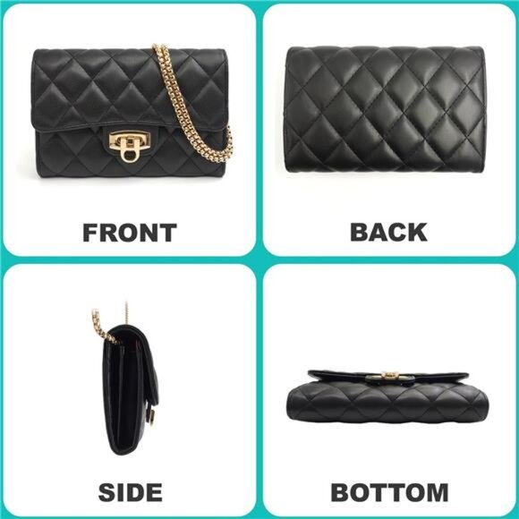 Clutch Purses for Women with Quilted Designs, Black - Picture 5 of 7